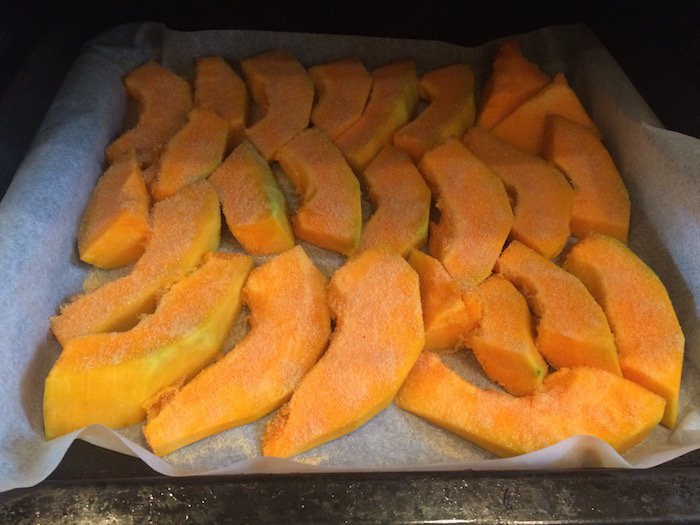 baked pumpkin in oven